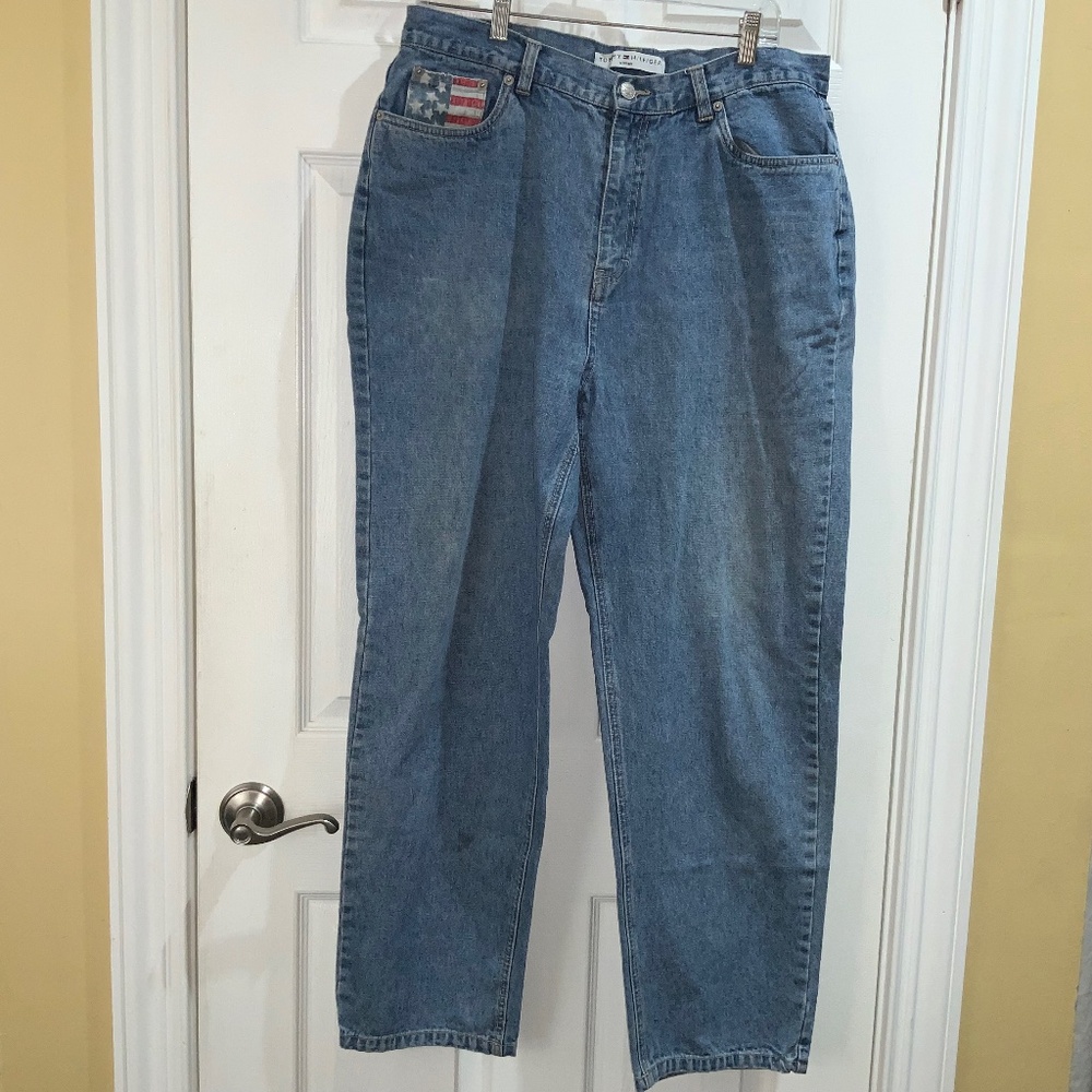 Tommy Hilfiger Mom Jeans 16 Denim High Waist flag inset pocket vintage 90’s